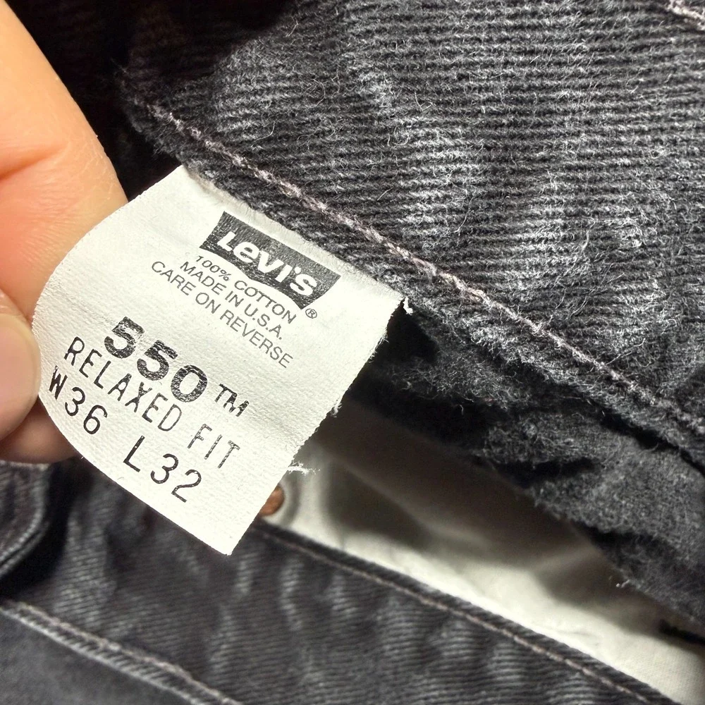 Levis 550 Jeans Mens 36x32 Black Relaxed Fit Tapered Leg‎ Denim USA Made